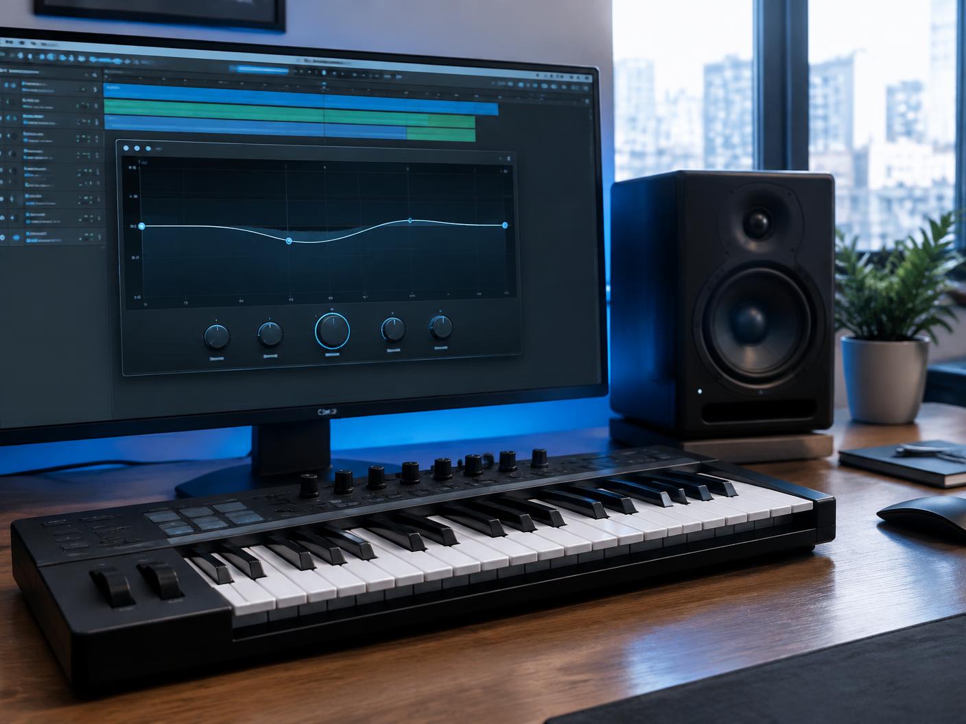 Audio software interface in a music production studio
